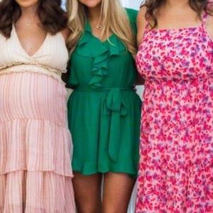 VICI My Darling Ruffle Tie Romper -Kelly Green